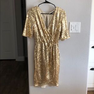 Gold sequin party dress